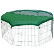 (Q27) 8 Panel Outdoor Rabbit Play Pen Run with Shade Safety Net High Quality Weatherproof Stee...