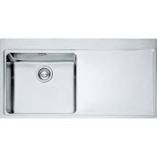 (A11) Brand New Boxed FRANKE MYTHOS MMX 211 SLIM-TOP 1 BOWL STAINLESS STEEL INSET SINK R/H DRAI...