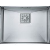 (A19) Franke Peak PKX 110 55 Stainless Steel. Hand finished contoured bowls Square waste for a...