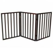 (L57) Dog Safety Folding Wooden Pet Gate Portable Indoor Barrier 3 Hinged Sections - Panel Dim...