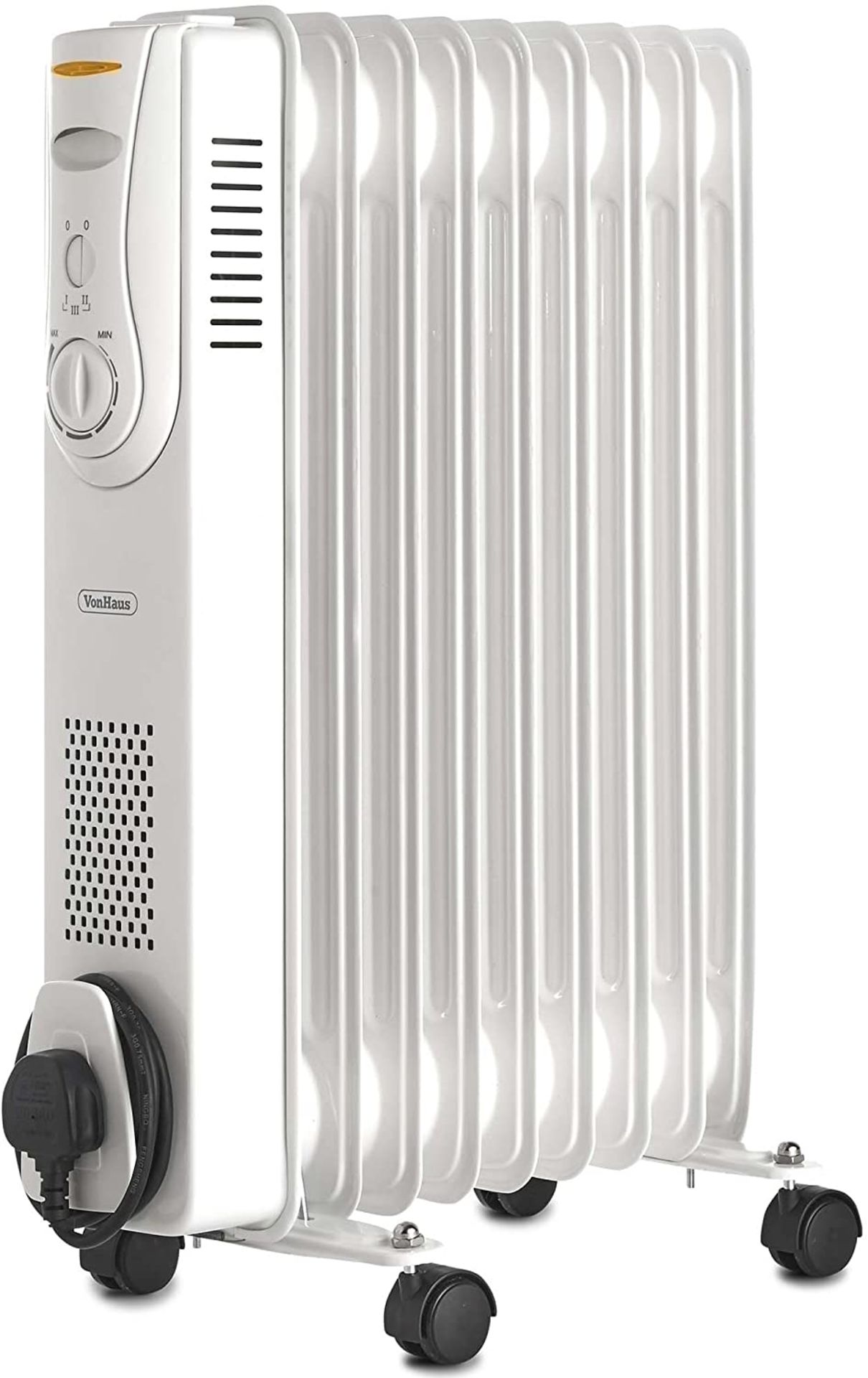 (AP73) Oil Radiator 2000 W - 3 Power Settings, Adjustable Thermostat, 9 Elements, White Color. ... - Image 2 of 3