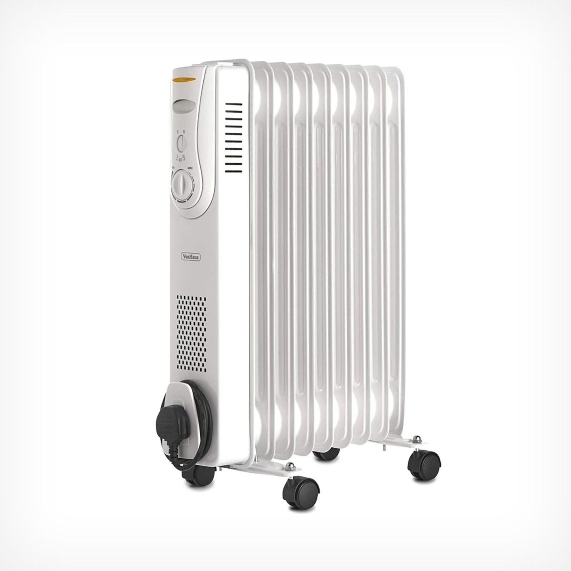(KG32) 9 Fin 2000W Oil Filled Radiator - White. Equipped with 3 heat settings (800W/1200W/2000W... - Image 2 of 4
