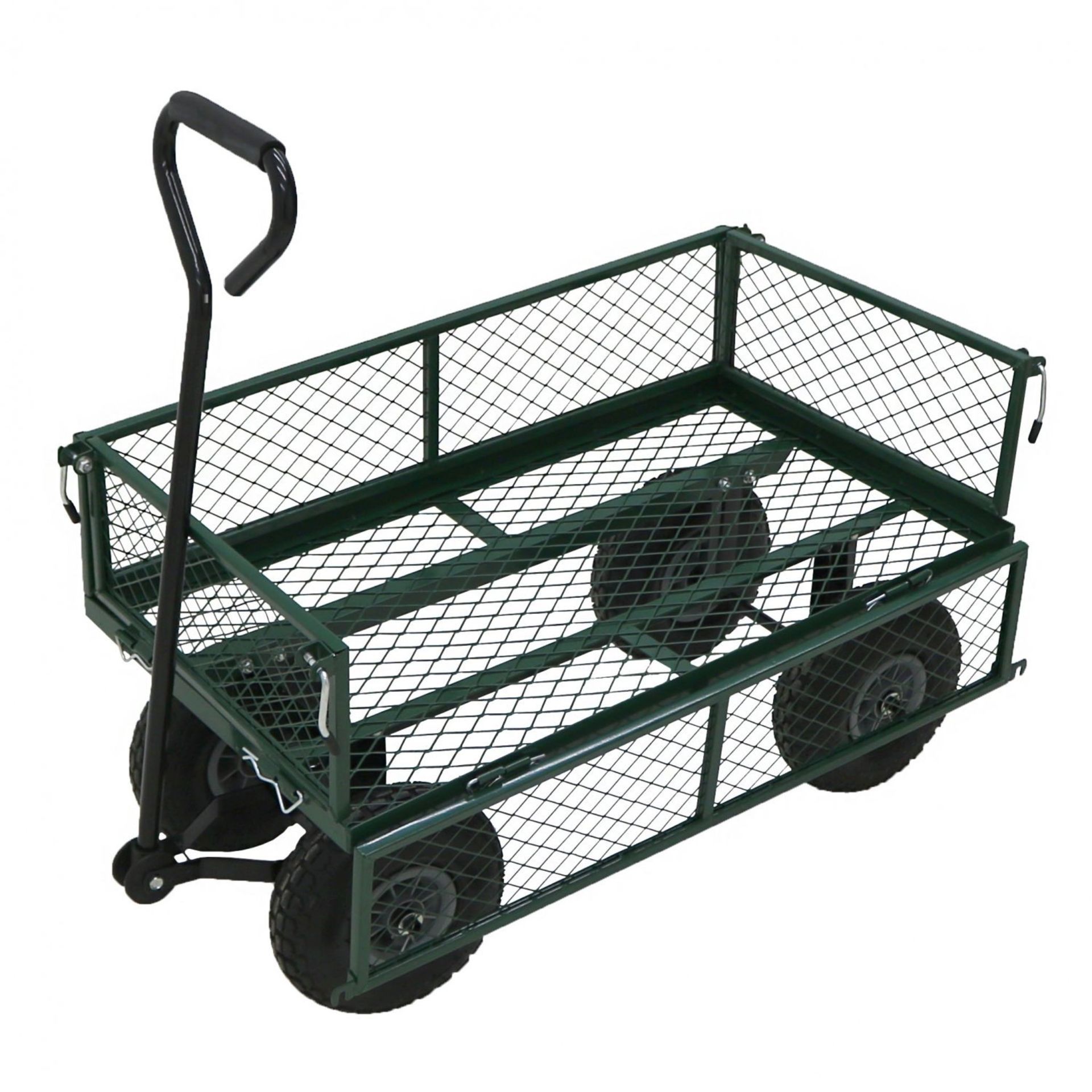 (L24) Heavy Duty Metal Gardening Trolley - Green Trailer Cart Handle For Pulling And Removable... - Image 2 of 2