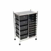 (LF133) 15 Drawer Storage Mobile Makeup Salon Trolley Portable Organiser Dimensions: 64 x 39...