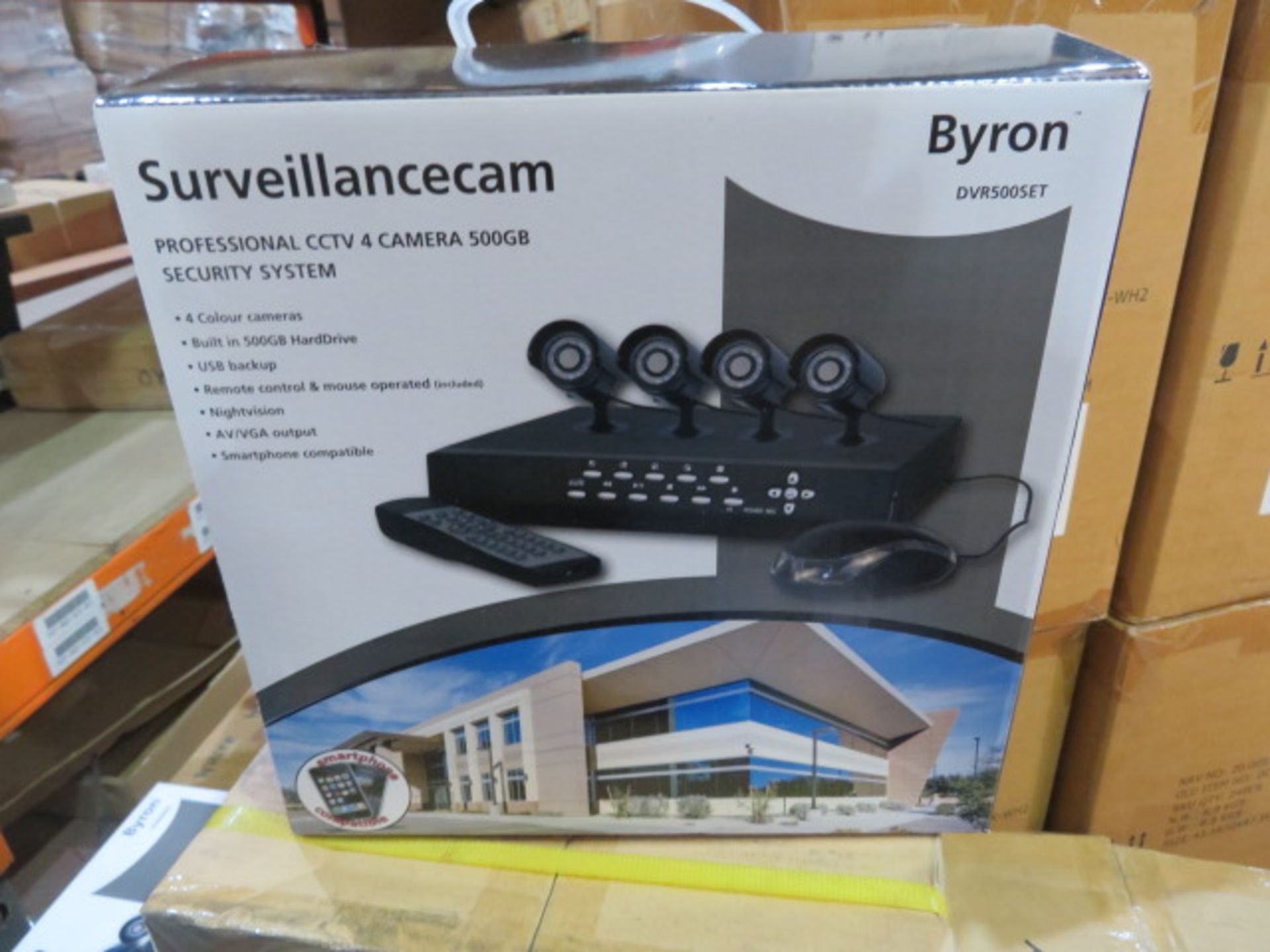 3 x New & Boxed Byron Dvr500Set. Professional Cctv System. 4 Camera 500Gb. 4 Colour Cameras,...