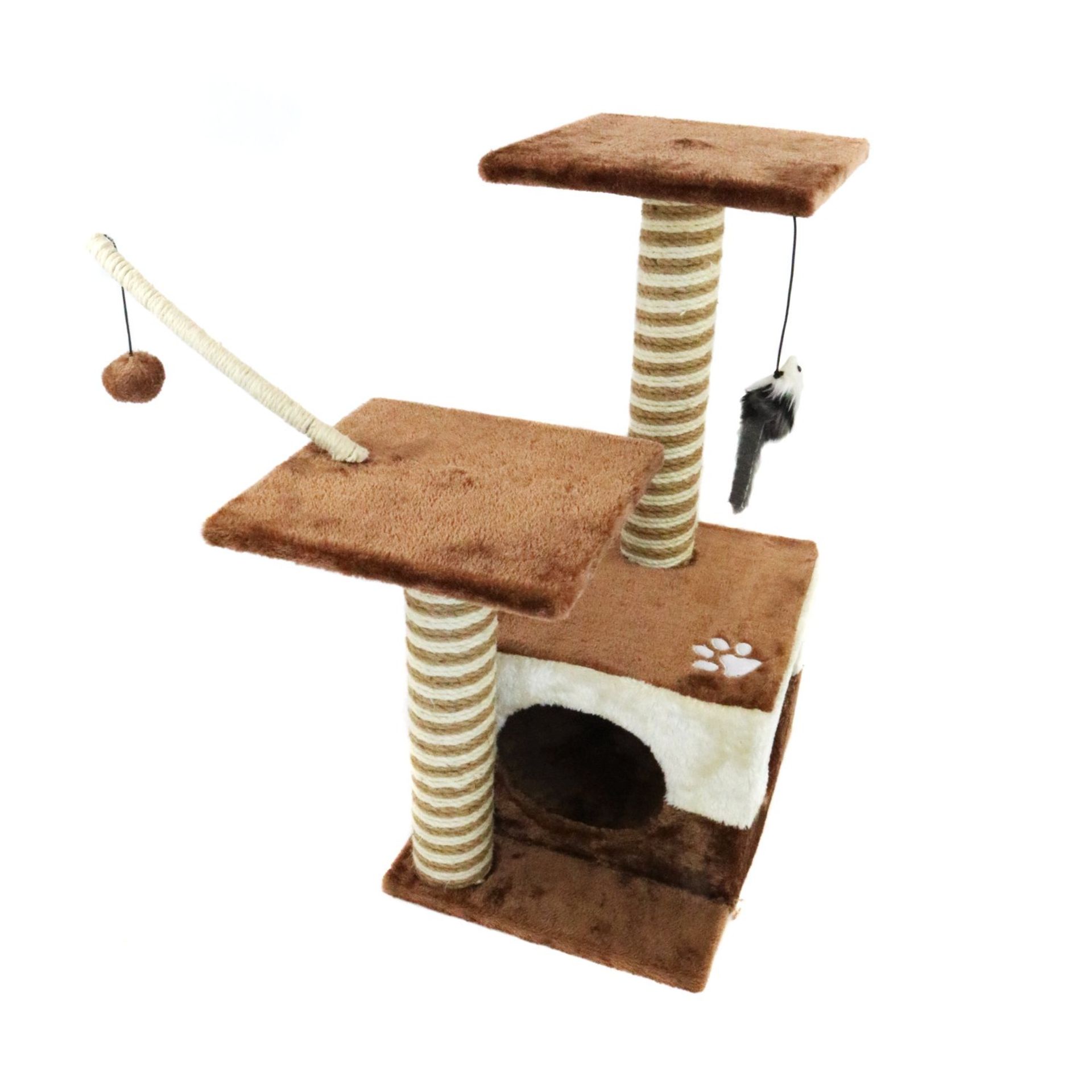 (PR9) Cat Tree Scratch Post Activity Centre Bed Cave Kitten Quality Soft and Padded Plush Felt...