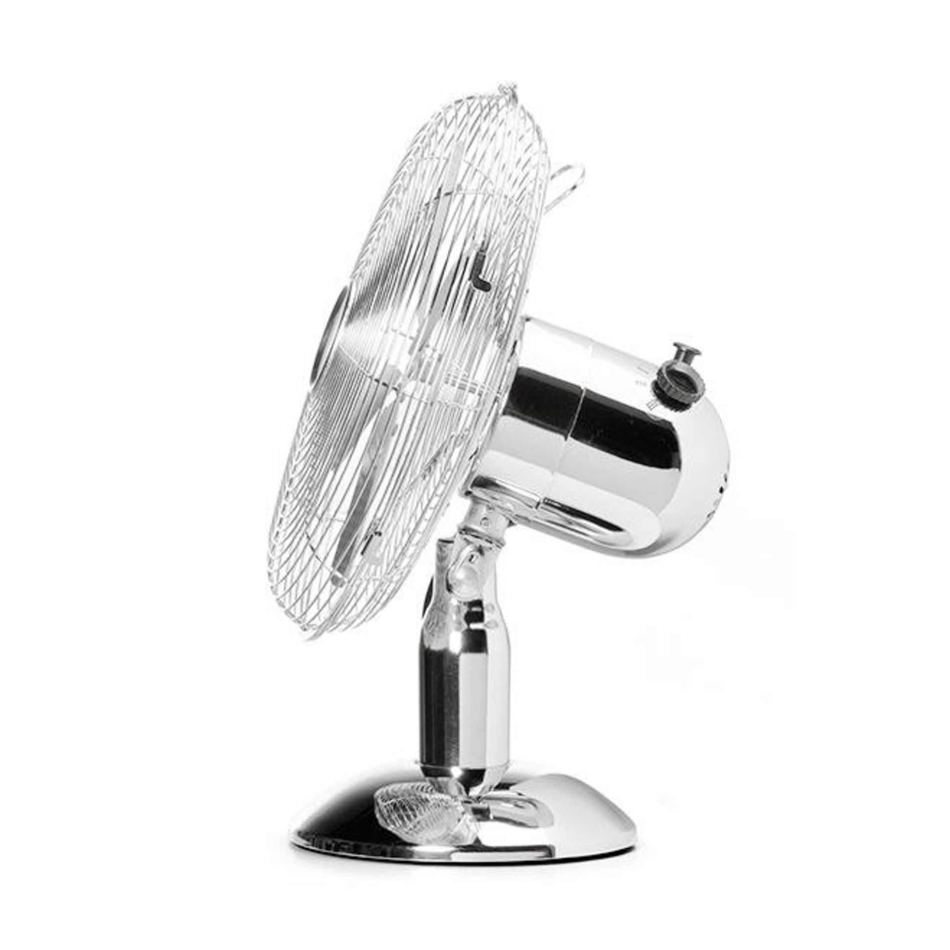 (PR17) 12" Inch Chrome Metal 3 Speed Desk Fan OscillatingHeavy Duty 3 Speed Push Button Speed... - Image 2 of 2