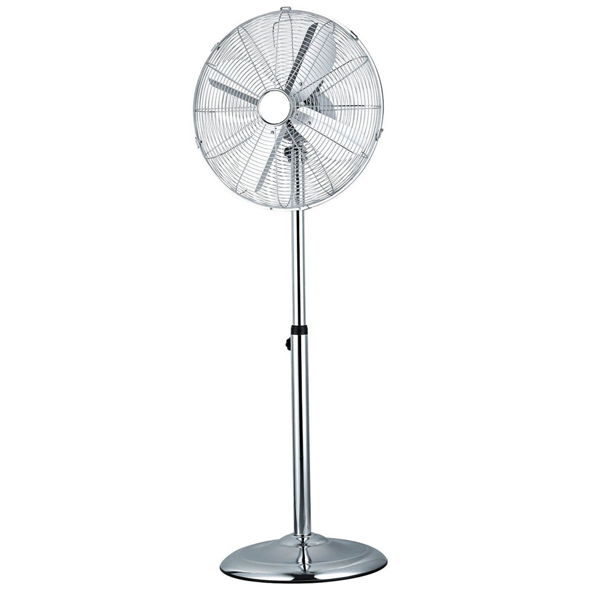 (PR14) 16" Inch 40cm Chrome Metal Pedestal 3 Speed Stand Fan Cooling Heavy Duty 3 Speed Push B...