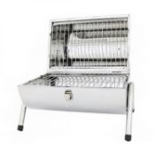 (PR93) Portable Stainless Steel Barrel BBQ Charcoal Barbecue Table Top Single Grill with Lid o...