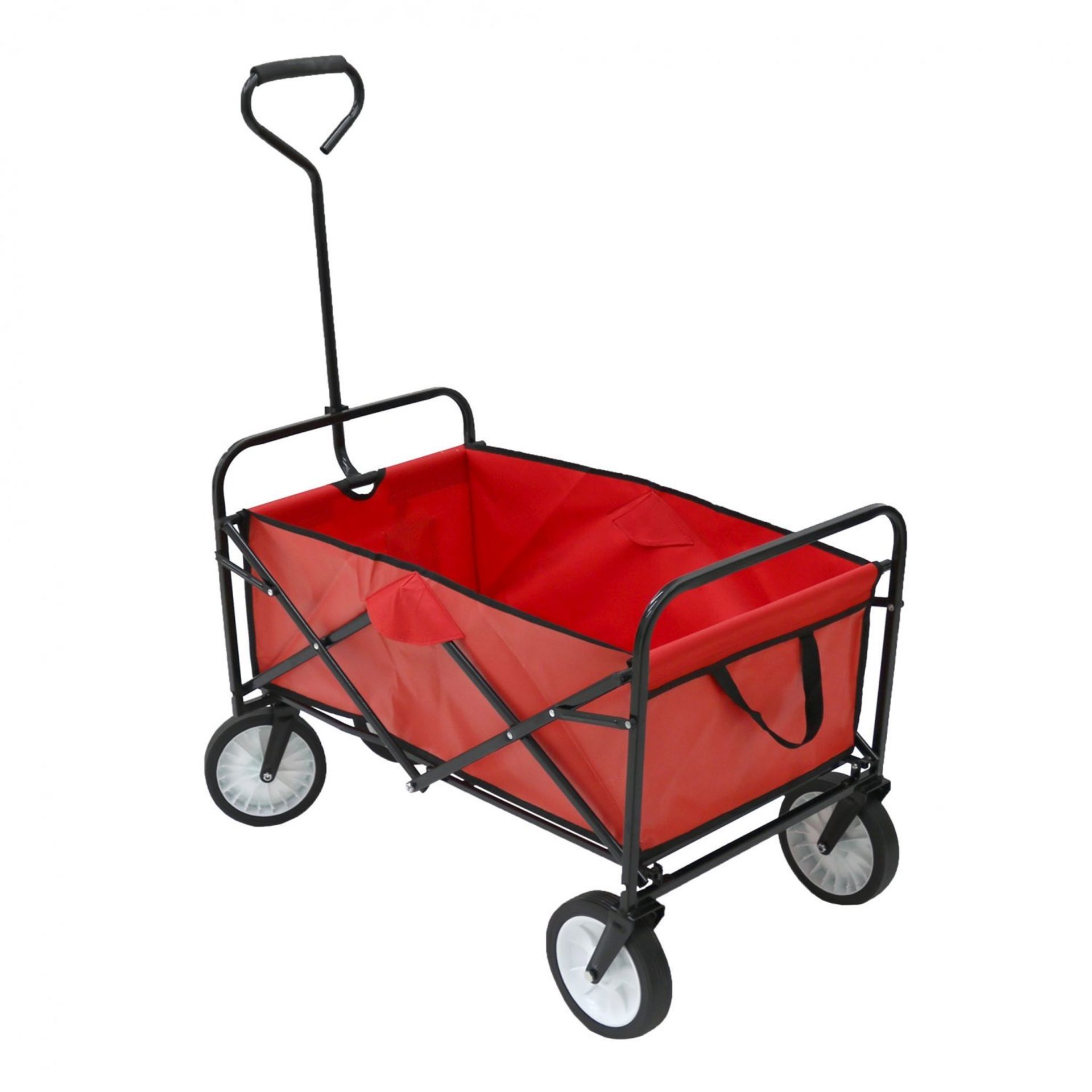 (PR4) Red Heavy Duty Foldable Garden Trolley Cart Wagon Truck Dimensions: 116 x 54 x 90cm Fold...
