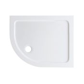 (TA151) 1000x800mm Offset Quadrant Ultra Slim Stone Shower Tray - Left. Low profile ultra slim