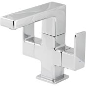 (Q11) Wydon 2 lever Chrome-plated Contemporary Basin Mono mixer Tap. This modern style chrome m...