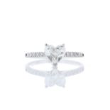 18ct White Gold Heart Shape Diamond Ring 1.17 Carats