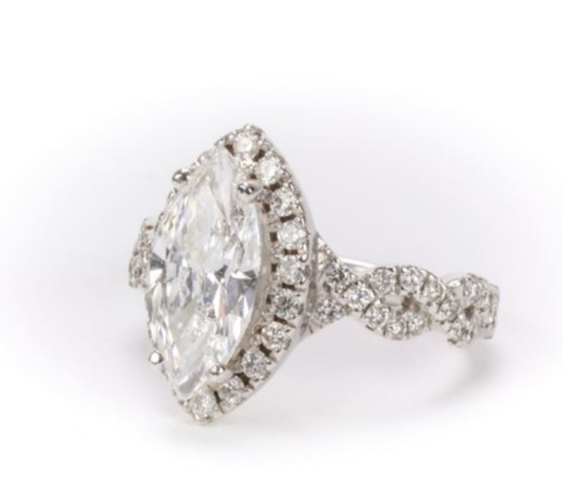 18ct White Gold Marquise Halo Diamond Ring 2.02 Carats - Image 2 of 5