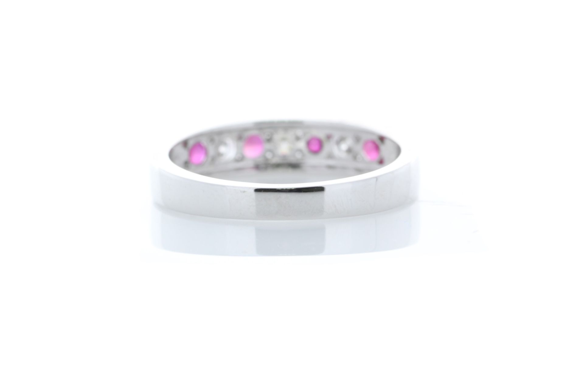 9ct White Gold Semi Eternity Diamond And Ruby Ring - Image 3 of 5
