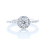 18ct White Gold Halo Set Diamond Ring 0.90 Carats