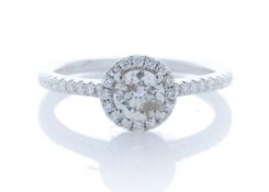 18ct White Gold Halo Set Diamond Ring 0.74 Carats