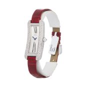 Cartier Tank Americaine WJ300950 or 2625 Ladies White Gold Curved Tank S Diamond Watch