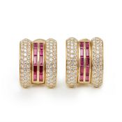 Chopard 18k Yellow Gold Ruby & Diamond La Strada Earrings