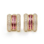 Chopard 18k Yellow Gold Ruby & Diamond La Strada Earrings