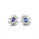18k White Gold Tanzanite & Diamond Star Design Earrings
