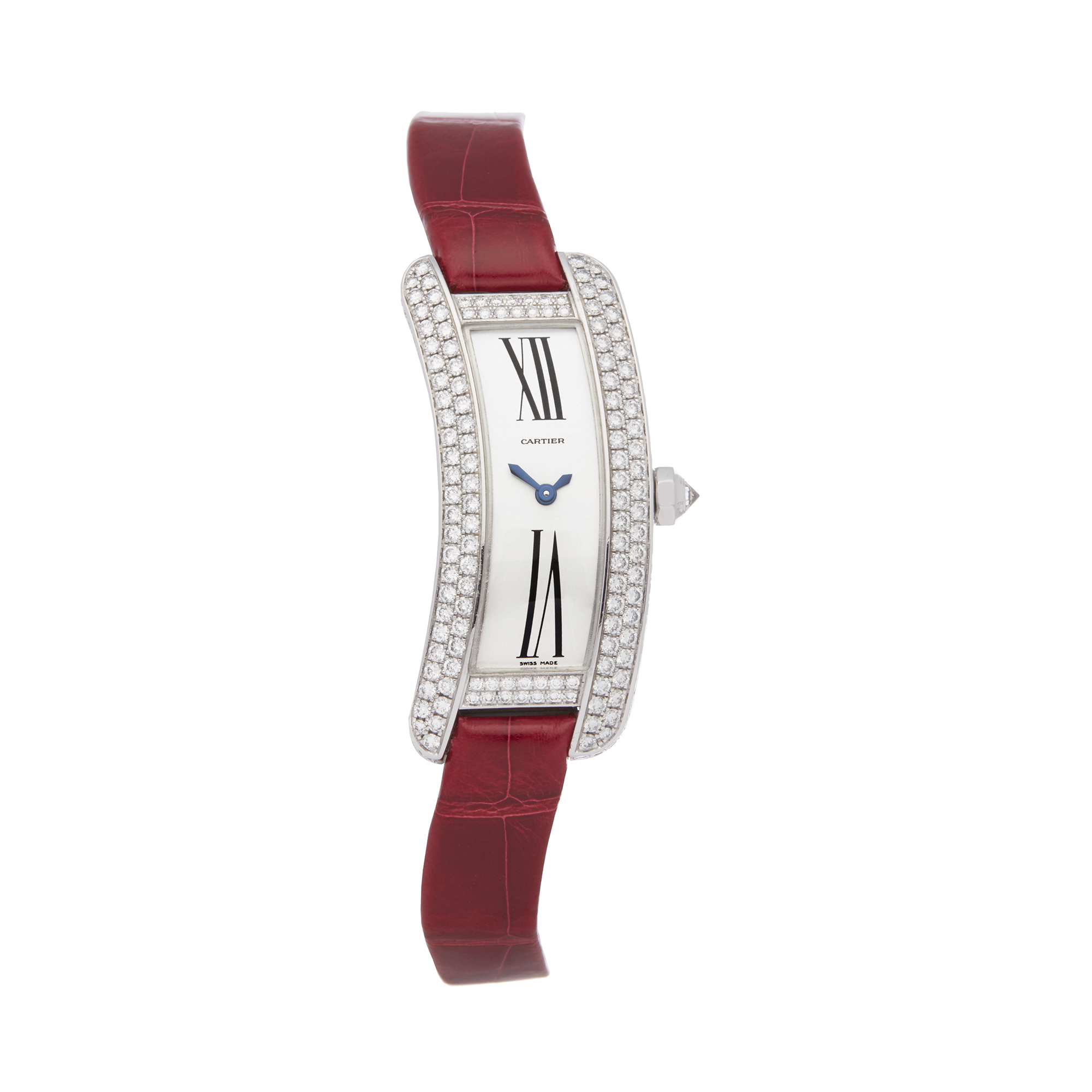 Cartier Tank Americaine WJ300950 or 2625 Ladies White Gold Curved Tank S Diamond Watch - Image 8 of 8