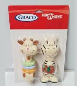box of 12 sealed graco mix n move rattles