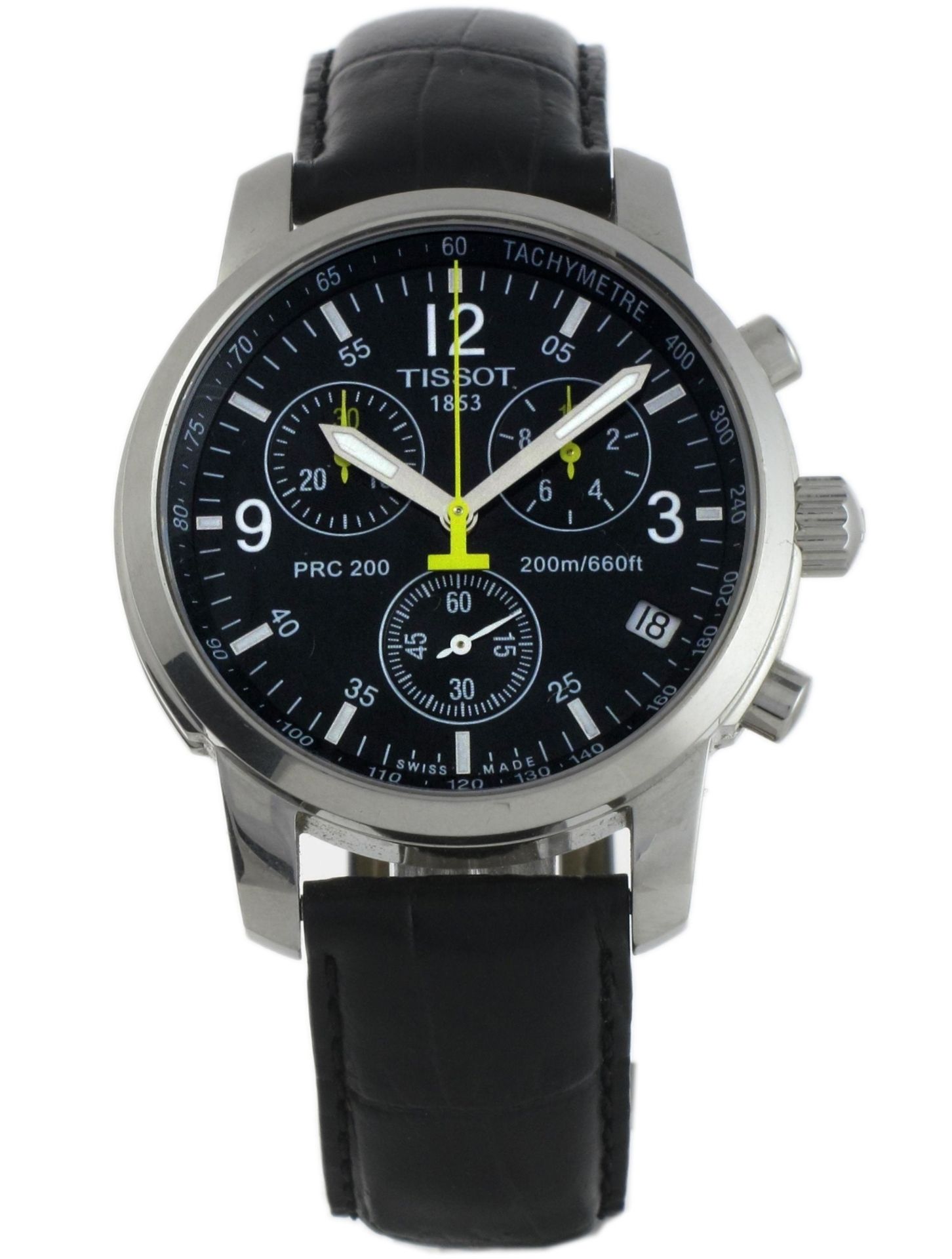 tissot prc 200 men's chronograph black dial black leather strap watch t17.1.526.52 - Image 2 of 9