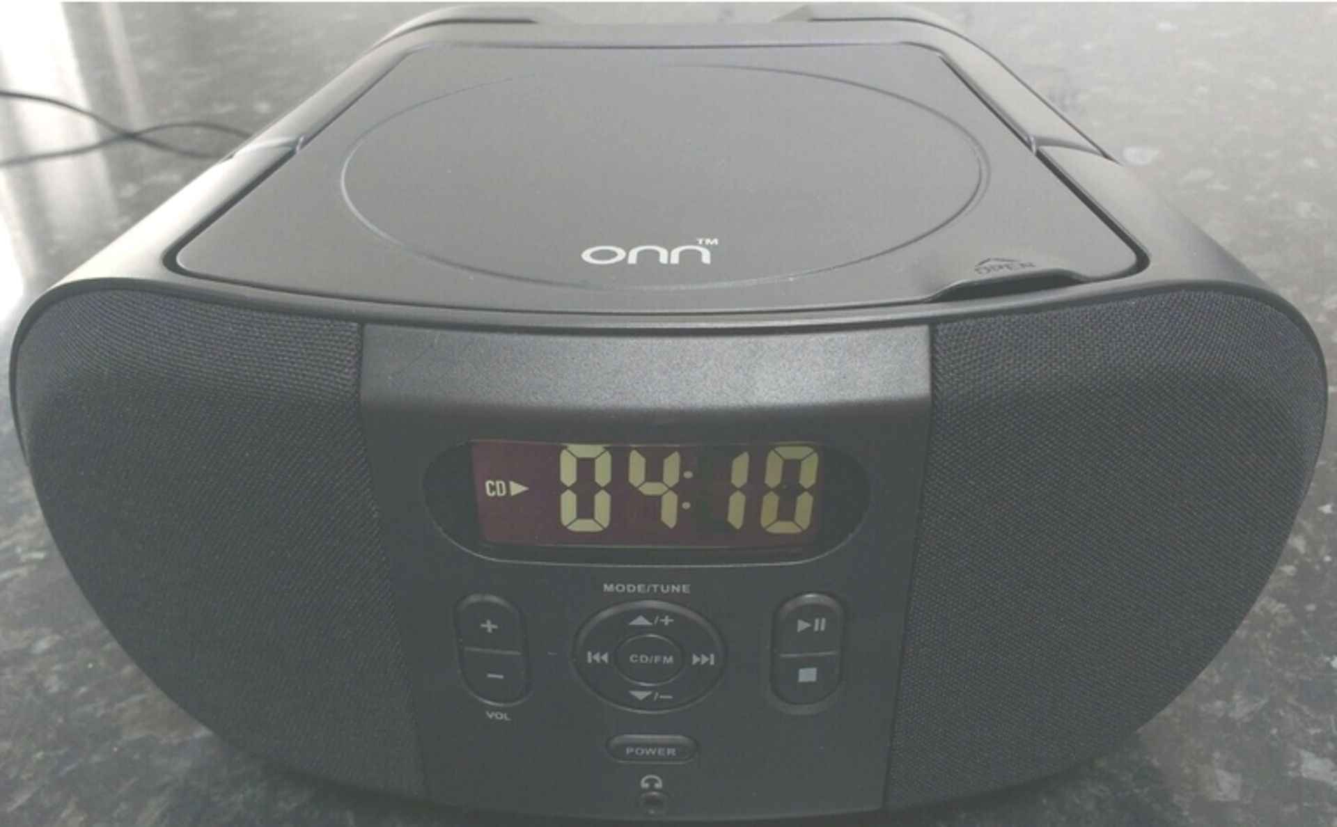 4 x onn portable cd player boombox with digital fm radio - Image 2 of 5