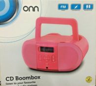 4 x onn portable cd player boombox with digital fm radio