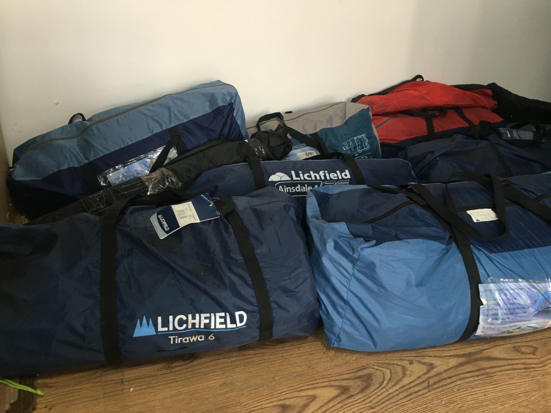 job lot of tents, windbreakers and sleeping bags 18 items £2000+