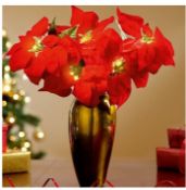 6 x 5 large red poinsettia flowers with 15 warm white leds