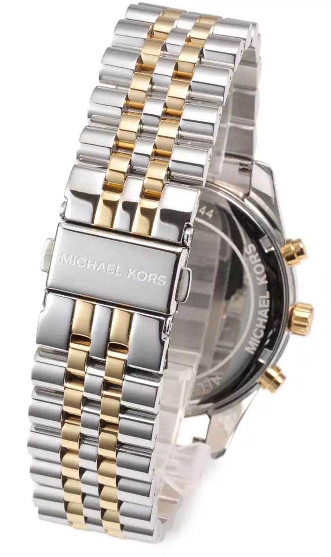 michael kors mk8344 men's lexington two tone gold & silver bracelet chronograph watch - Image 7 of 11