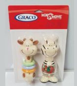 box of 12 sealed graco mix n move rattles