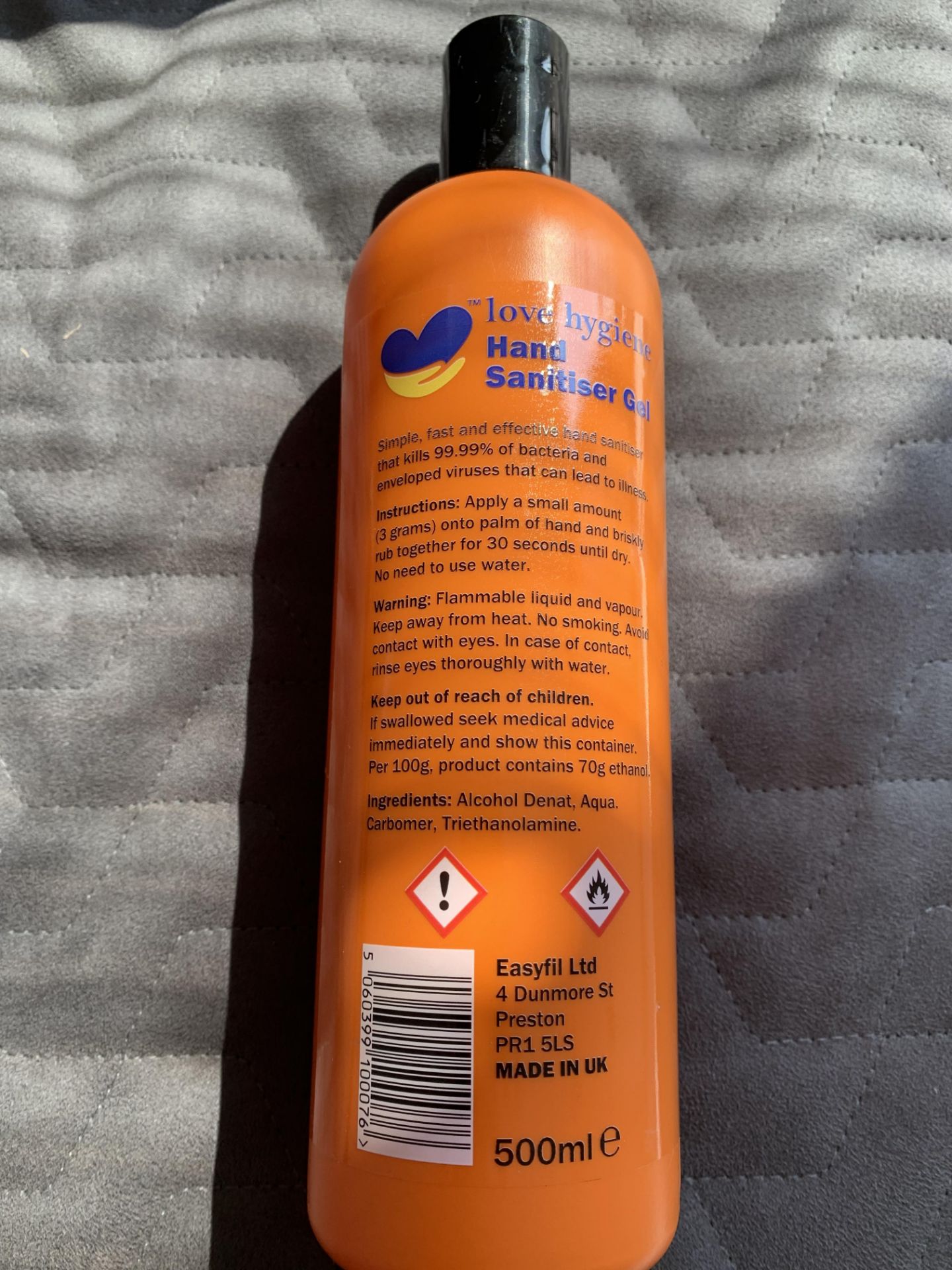 love hygiene 70% alcohol hand sanitiser with full msds report made in uk - Image 3 of 4