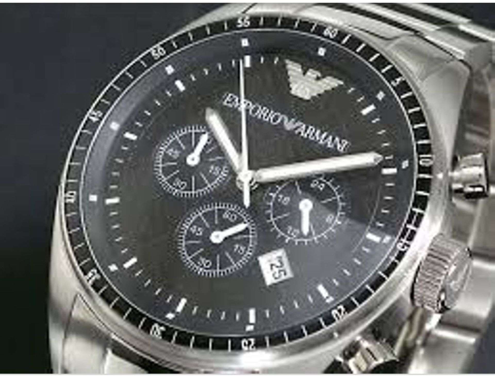 emporio armani ar0585 men's sportivo black dial silver bracelet chronograph watch - Image 4 of 8