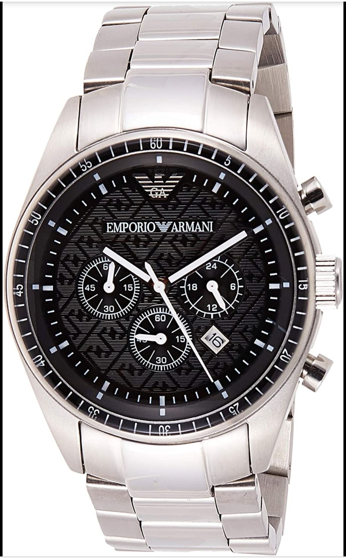 emporio armani ar0585 men's sportivo black dial silver bracelet chronograph watch - Image 3 of 8