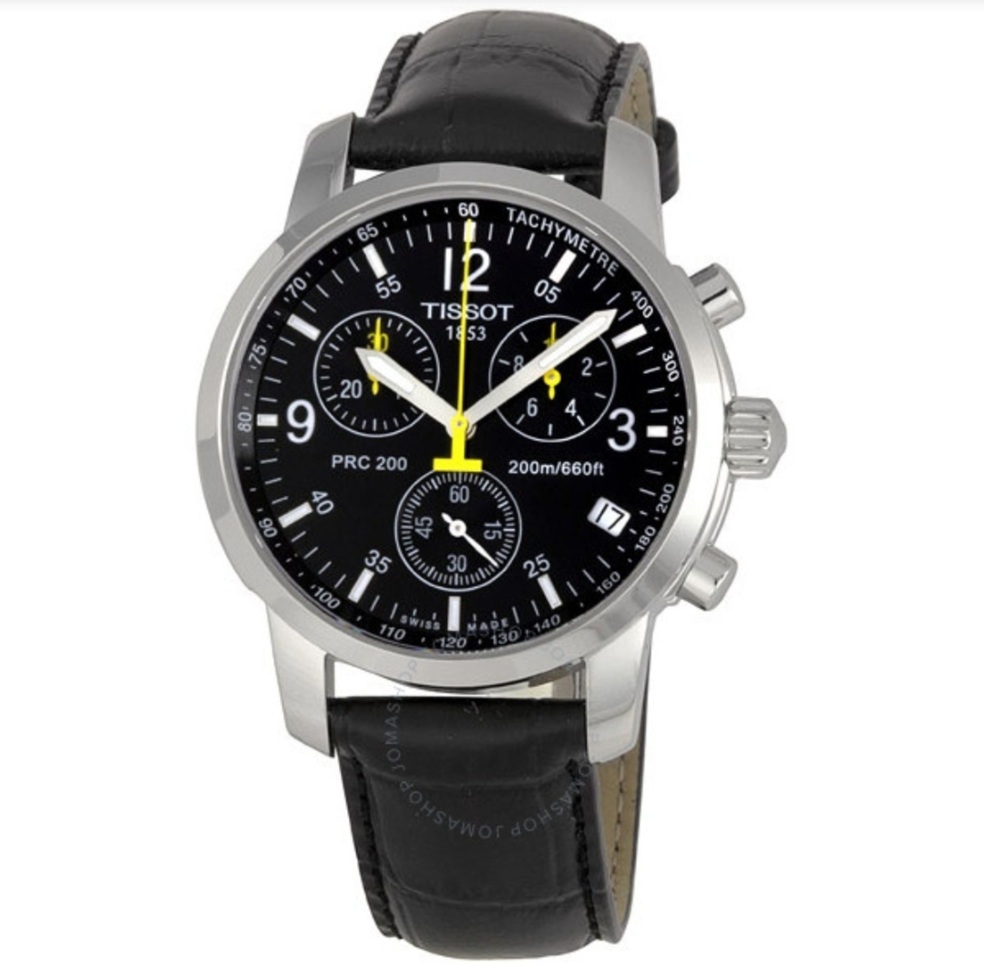 tissot prc 200 men's chronograph black dial black leather strap watch t17.1.526.52 - Image 3 of 9