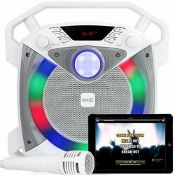 RockJam RJPS100 Singcube 12 Watt Rechargeable Bluetooth Karaoke Machine with Lights Voice Changer an