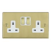 Hamilton Hartland Polished Brass 2 gang 13A Double Pole Switched Socket Polished Brass/White Insert