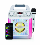 The Singing Machine SML650W Bluetooth Karaoke Machine with Voice Changer and LED Lights - White