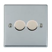 Hamilton Hartland Bright Chrome Push On/Off Dimmer 2 Gang 2 way 400W with Bright Chrome Insert