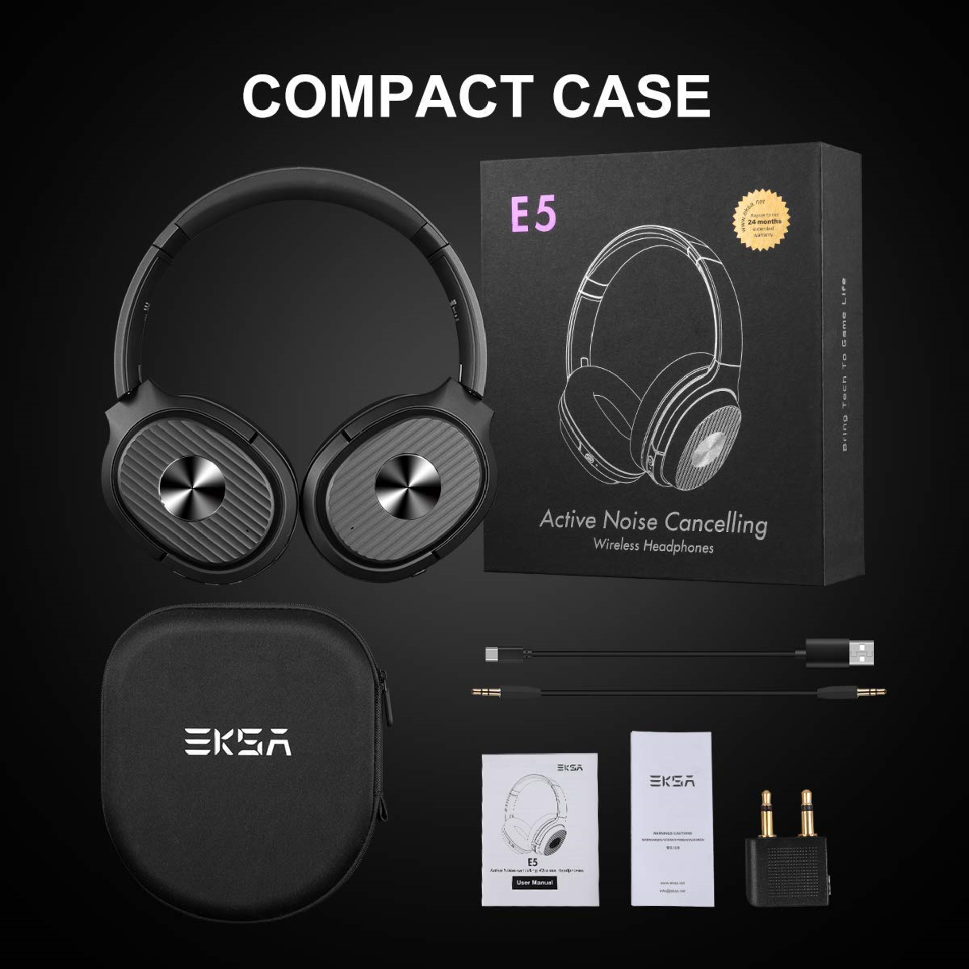 EKSA E5 Active Noise Cancelling Wireless Headphones - Image 3 of 3