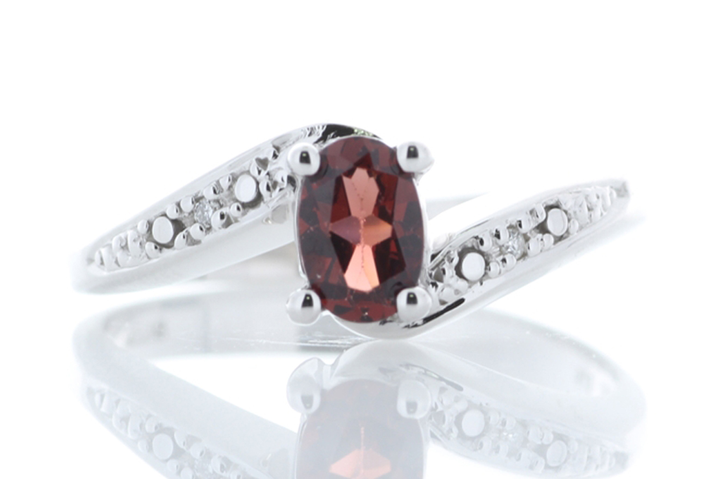 9ct White Gold Diamond And Garnet Ring