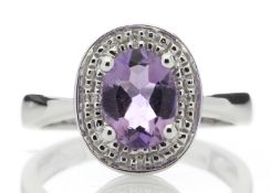 9ct White Gold Cluster Diamond Amythyst Ring