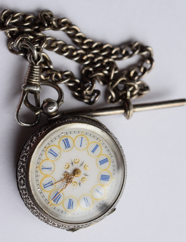 Lady's Silver Fob Watch And Chain - Image 4 of 5
