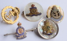 Set Of 5 Vintage Sweetheart Brooches