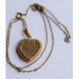 9ct Gold Heart Locket On Chain