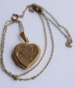 9ct Gold Heart Locket On Chain