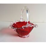 Vintage Murano Ruby Red Glass Basket